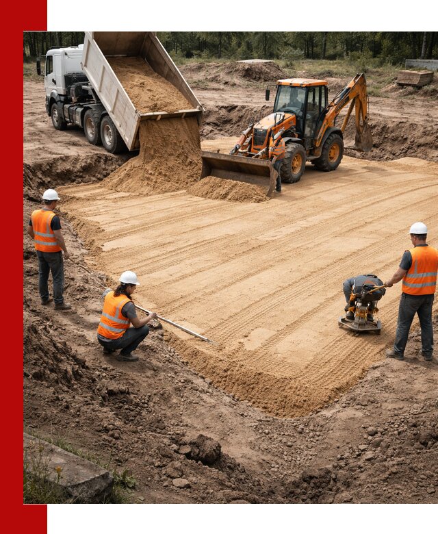 Устройство песчаной подушки для фундаментов и дорог в Нефтекамске